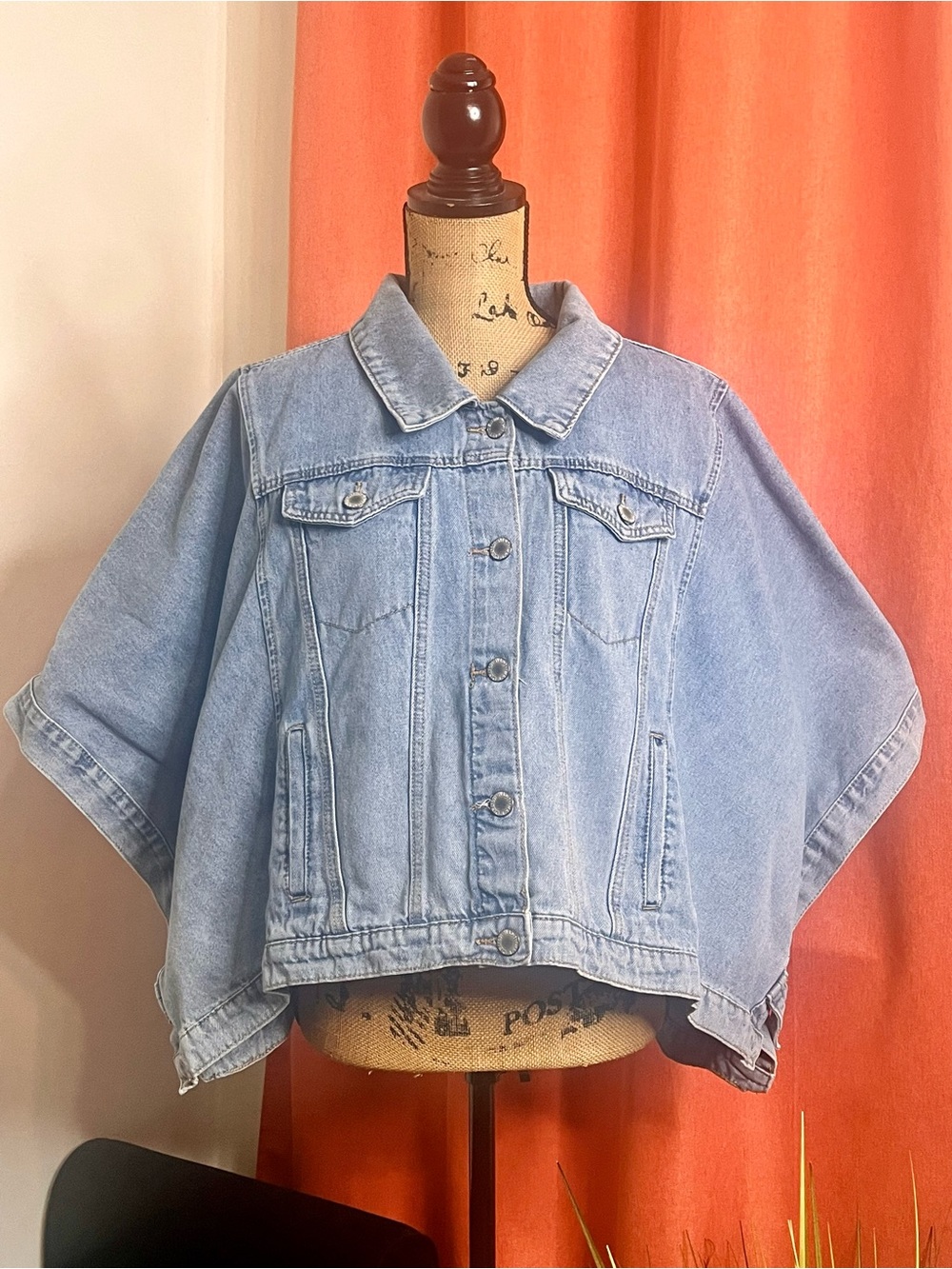 Wishlist Light Wash Denim Cape Jacket